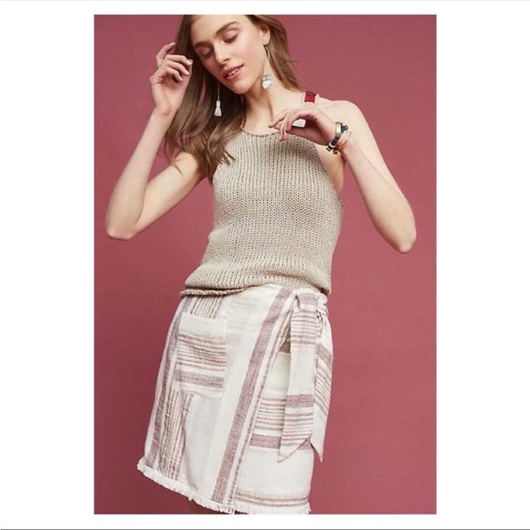 Anthropologie Dresses & Skirts - Holding Horses Anthropologie Avery Faux Wrap Tie Waist Mini Skirt Size 14